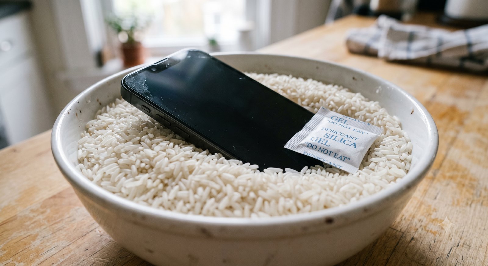 iPhone endommagé par l'eau en réparation, ambiance sombre avec lumière rouge